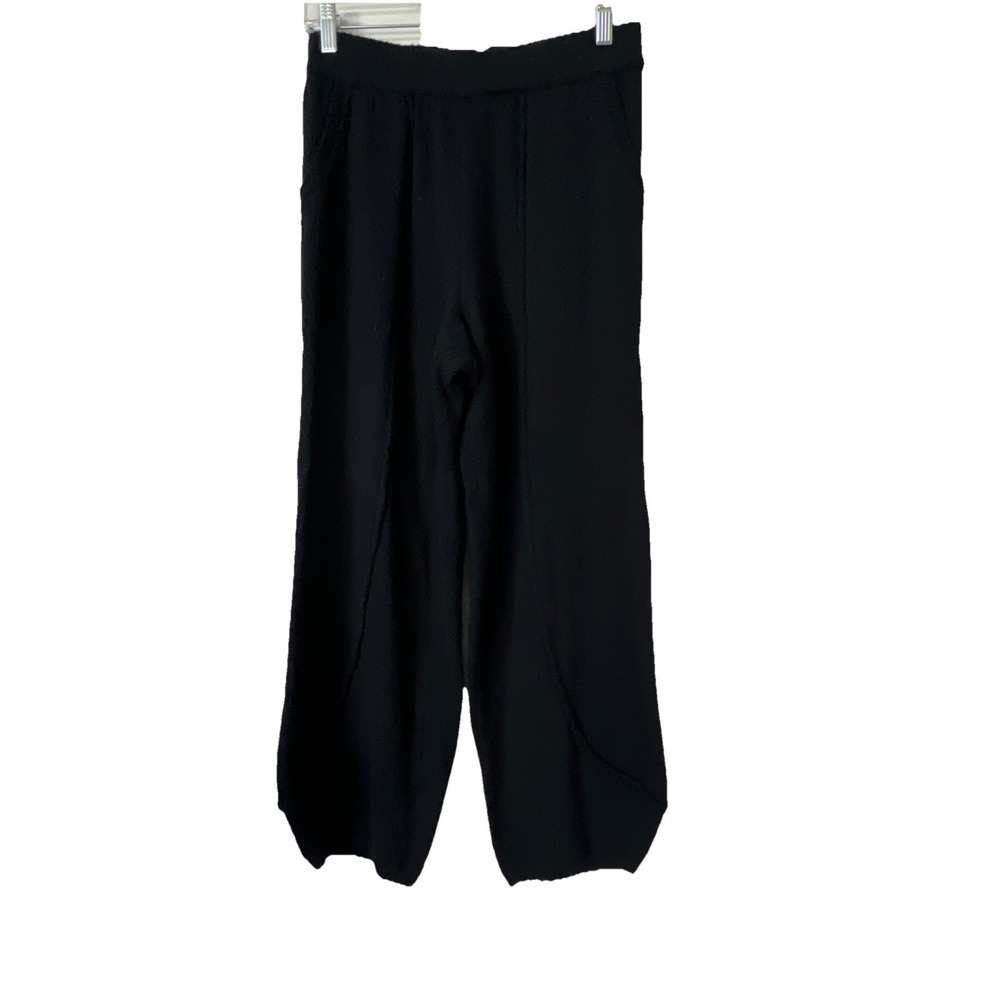 Free People Beach Knit Sz S/P Black Cotton Pants Outer Sim textured Barrel